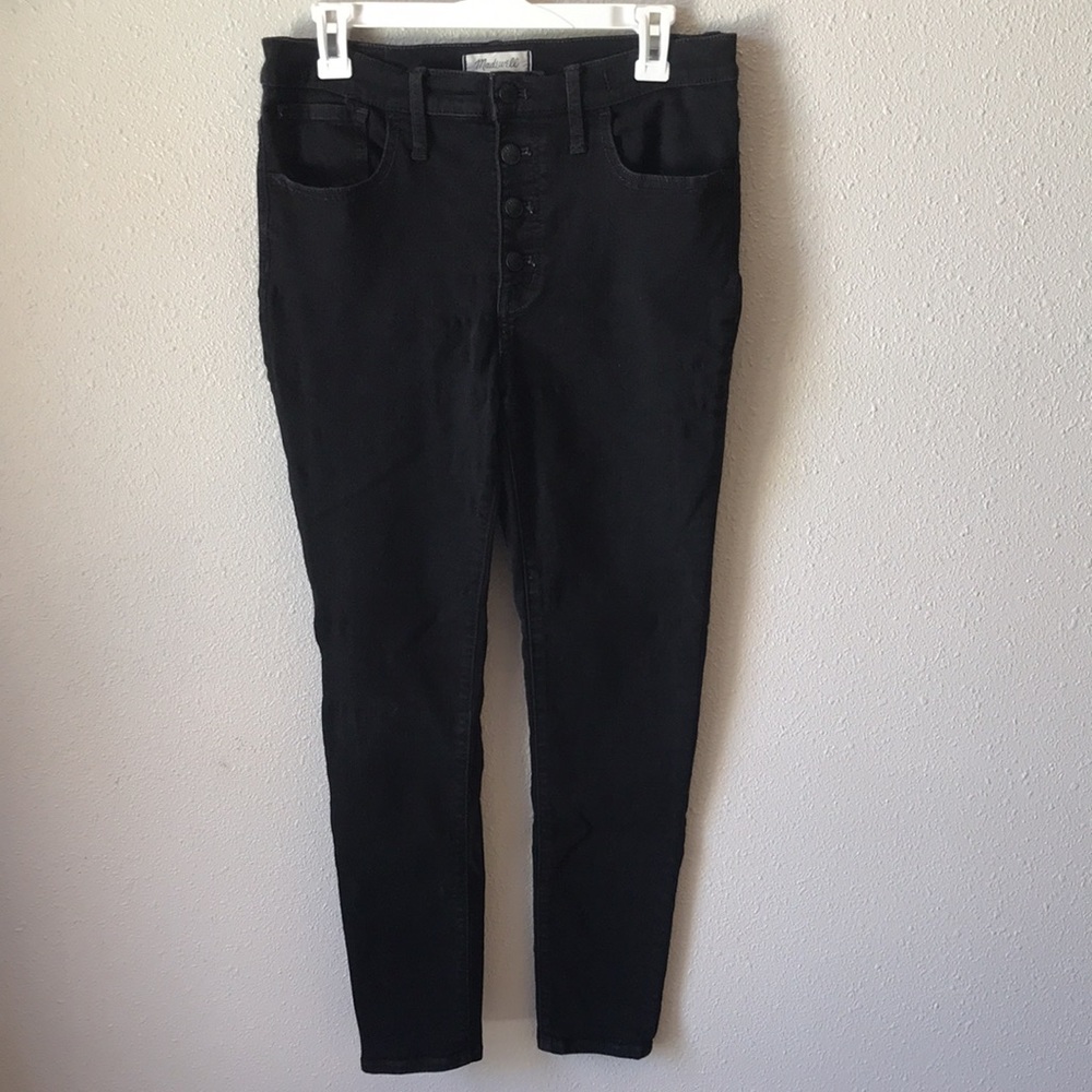 Madewell 9” High Rise Exposed Button Fly Skinny Black Jeans size 30